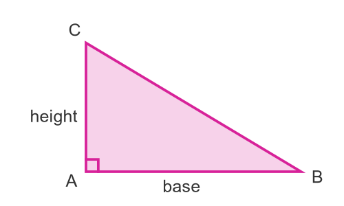 Right-angled triangle base and height