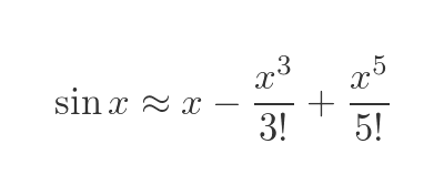 Maclaurin expansion of sine function 3 terms